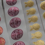 embossed seals, gold foil, silver foil die-cut, seals, hot stamped labels, K.C. Decorative Seal