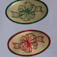 bows, red and green, holiday stickers, embossed seals