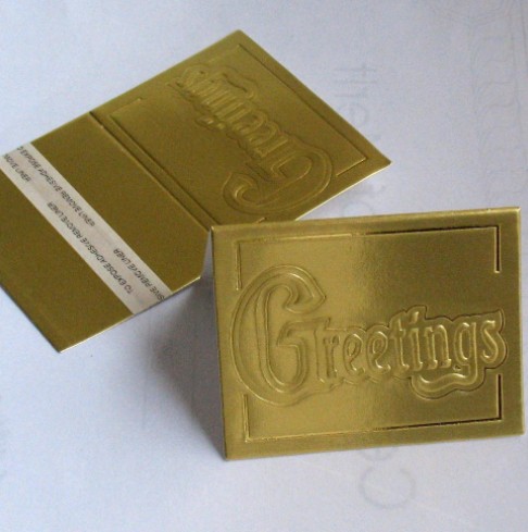 Gold tent cards with adhesive strip