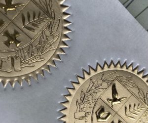 hot stamp, corporate seals, starburst, die, die cut, K.C. Decorative Seal, certificate seals