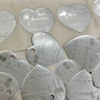silver anniversary tag, heart tag, hole punched, finishing touch