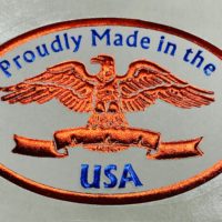 made in USA, hot stamp sticker, embossed seal,