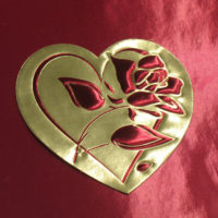 gold foil, hot stamp, heart, rose emboss